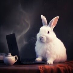 Bunny Business: Easter Bunny Takes on Tech with a Laptop, Generative AI