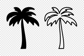 Vector Palm Trees, Palm Tree Icon Set Isolated. Palm Silhouettes. Design Template for Tropical, Vacation, Beach, Summer Concept. Vector Illustration. Front View © gomolach