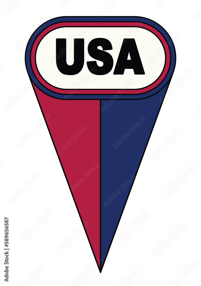 Poster USA Oval Map Pointer Location Flag