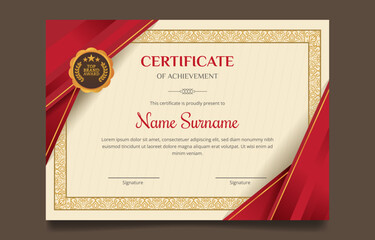 Redd and gold certificate of achievement template 
