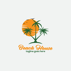 beach house logo, vintage and business logo design.