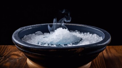  A bowl of salt water to dip the karpas in, symbolizing tears, photography, realistic, studio lighting, generative ai