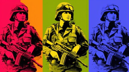 Fototapeta premium armed forced day in Popart style, photographic, generative ai