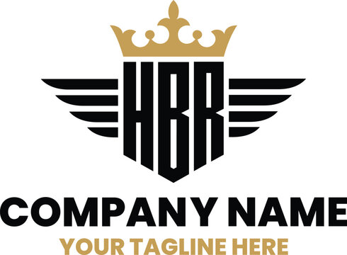 HBR initial letter with wing, crown logo, luxury logo,luxury shield, monogram logo design premium template vector