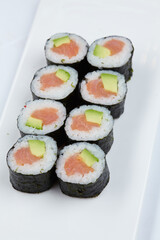 tasty sushi on the white background