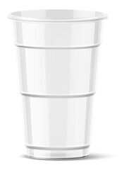 Realistic transparent cup. Disposable plastic container for hot and cold drink