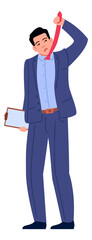 Fototapeta premium Businessman tired from paperwork. Office worker burnout concept