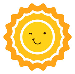 Sun emoticon with wink eye face expression