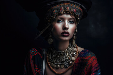 Ethic Couture Fashion Portrait of a Woman, generative ai