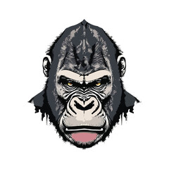 Artwork illustration and t-shirt design gorilla on white background