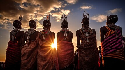 The unity and diversity of Kenya on display on Madaraka Day, realism, back view, backlit, sunset, photography, generative ai