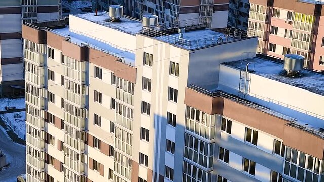 Sunny frosty morning in the city