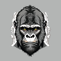 Artwork illustration and t-shirt design gorilla on white background