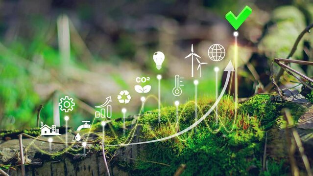 co2 reduce emissions and carbon footprint to limit global warming and climate change. Sustainable development and green business based on renewable energy.Ecology concept 4k video