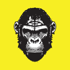 Artwork illustration and t-shirt design gorilla on white background