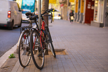 Naklejka na ściany i meble City two wheeled bike transport