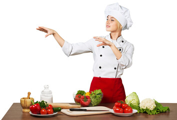 Young beautiful woman Cooking in kitchen