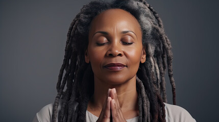 elderly black woman in prayer