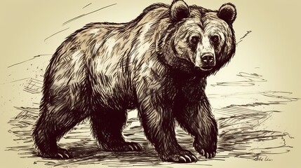 Bear sketch drawing Generative AI