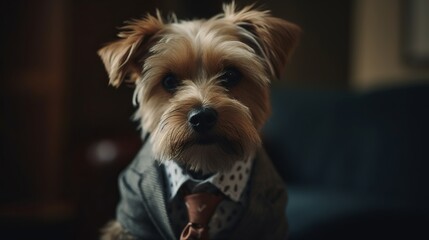 Dog dressed as an office worker Generative AI