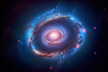 Fototapeta premium generative ai illustration of a blue fantasy galaxy in starry space sky