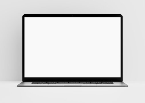 Modern Laptop Mockup Front View, Isolated On White Background.