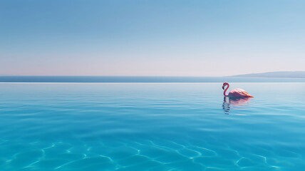 holiday travel vacation background with flamingo, summer fun destination, generative AI tools 

 