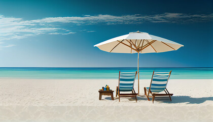 beach chairs and sunshade on the beach