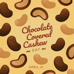 National Chocolate Covered Cashews Day. cashew chocolate vector illustration. chocolate covered cashew vector design. flat chocolate vector illustration. cashew.  