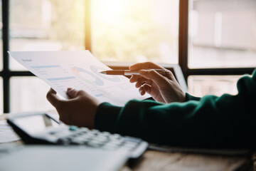 Business Documents, Auditor businesswoman checking searching document legal prepare paperwork or report for analysis TAX time,accountant Documents data contract partner deal in workplace office