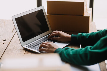 SME entrepreneur Small business entrepreneurs Online selling ideas,Happy Young Asian business owner...