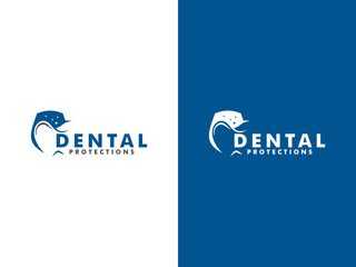 Creative dental protection logo, dental clinic logo vector. Abstract dental symbol icon with modern design style