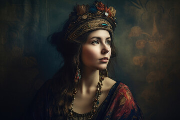 Mystical Portrait of a Woman in the Style of Classic Literature, generative ai