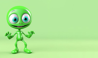 UFO day background with copyspace. Cute,cartoon aliens collection. Commercial banner. Room for Copy. Empty flat background. Generative ai.