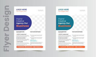 Corporate creative colorful business flyer template design.
