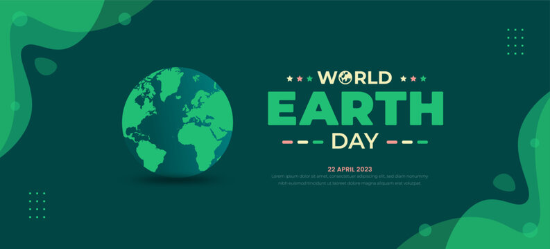 happy world earth day background or banner design template with green color.