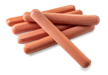 wurstel sausage or Vienna sausages isolated - obrazy, fototapety, plakaty