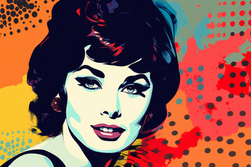 Pop-Art Inspired Portrait of a Chic and Glamorous Woman, generative ai