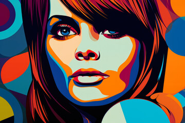 Pop Art Portrait of a Woman with Bold Lines and Contrasting Colors, generative ai