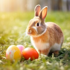 This Easter bunny with eggs photo exudes whimsy and charm, making it a wonderful addition to any content celebrating the joys of spring and the Easter season