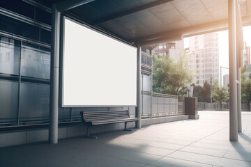 Clear Billboard in public place with blank copy space screen for advertising or promotional poster content. AI generated