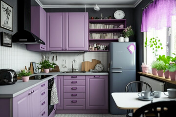 Modern kitchen interior. Super photo realistic background, generative ai illustration