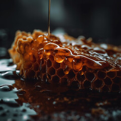Tasty beautiful honeycomb as dripping art