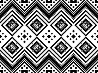 Abstract geometric seamless pattern. Black and white vector background. 