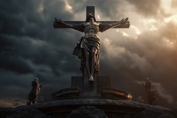 Crucifixion of Jesus Christ made with generative AI - obrazy, fototapety, plakaty