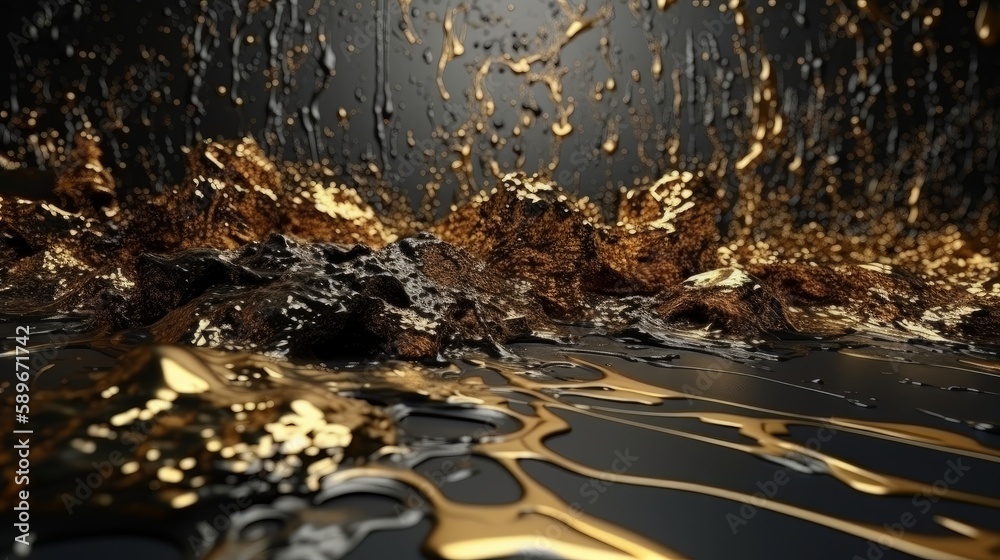 Poster background mixed black and gold color. generative ai