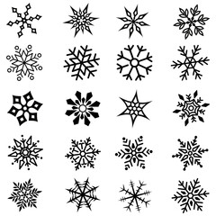 Pack of 20 Unique Snowflakes for Your Designs
