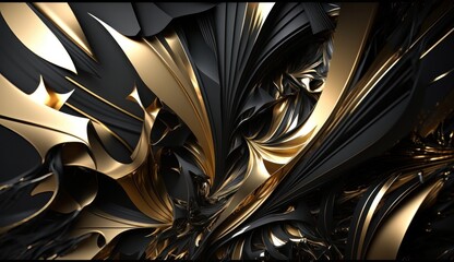 Golden shiny gradient background. golden paper with metallic effect, gold and black, wave, texture. Generative ai