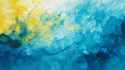 Fototapeta na wymiar Blue Yellow Watercolor Background, Abstract, Artistic Backdrop, Generative AI