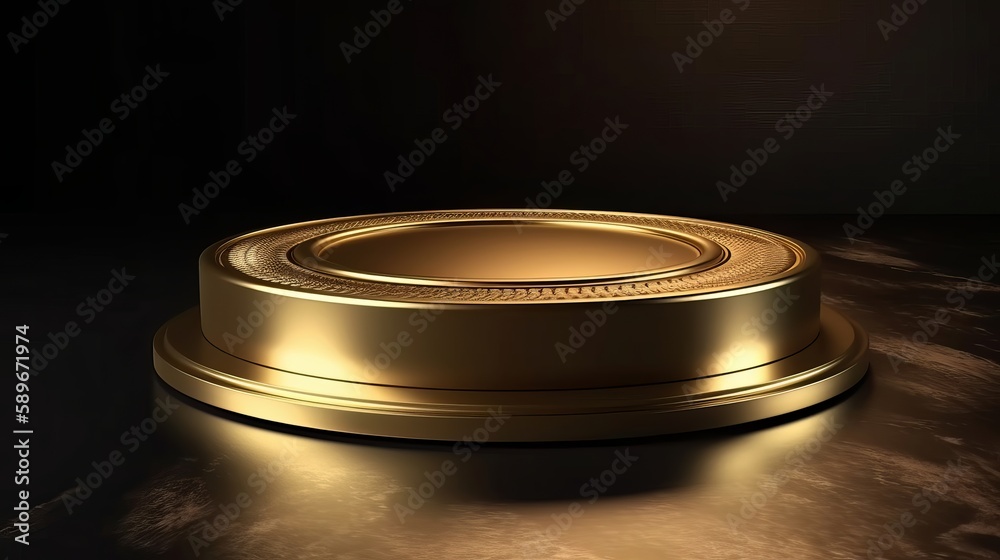 Poster 3d stage with circular mezzanine for product presentation or main sample. creative background design. presentation, created with Generative AI technology